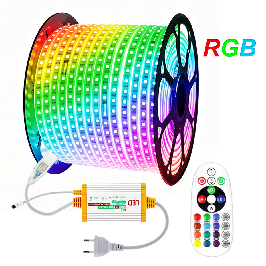 1m-50m 220V RGB LED Strip 5050 - đánh giá và giá Outdoor Power Strip Weatherproof